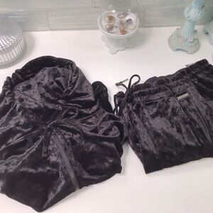 Betsey Johnson Black Velvet Tracksuit Sz.S EUC!